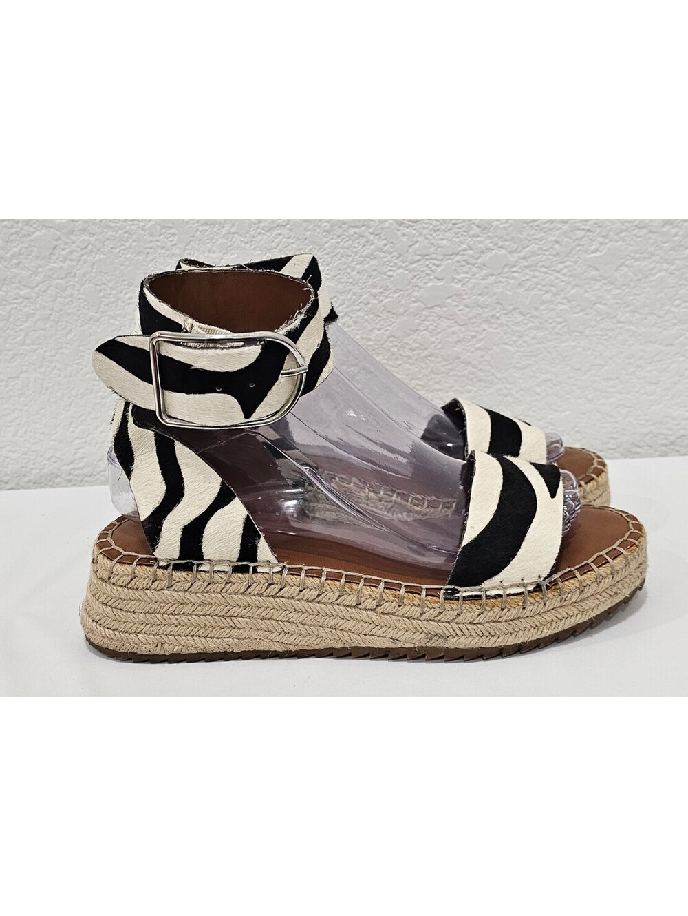 Franco Sarto Marona Zebra Haircalf Espadrille Platform Sandals Women’s 7M - Picture 14 of 14